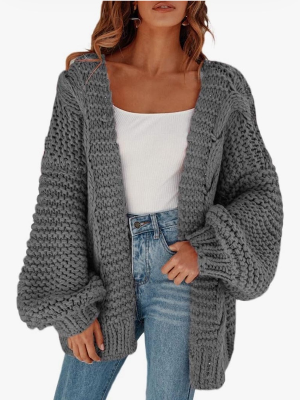 Grey Cozy Cable Cardigan